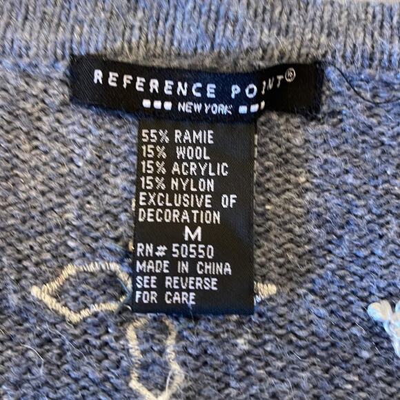 Winter Scene Vintage Sweater Cardigan Embroidered Beaded Reference Point Medium - Picture 9 of 12